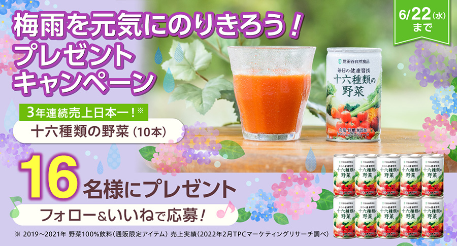 世⽥⾕⾃然⾷品 ⼗六種類の野菜 プレゼントキャンペーン！｜ニュース